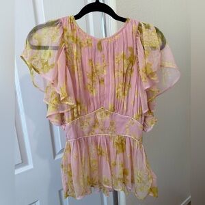 ASOS design pink frill sleeve blouse